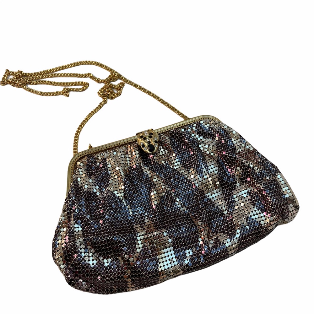 Vintage Whiting & Davis Leopard metal mesh purse chain mail